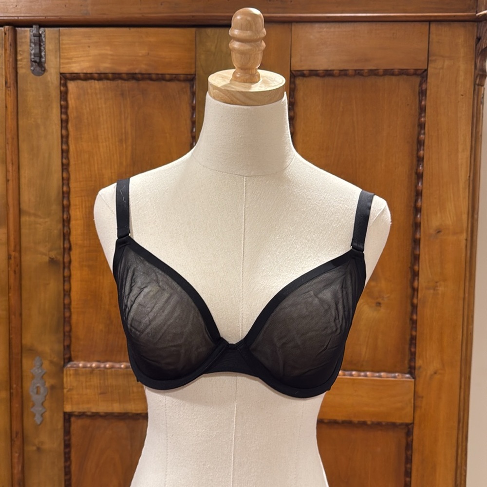 CUUP plunge black mesh bra